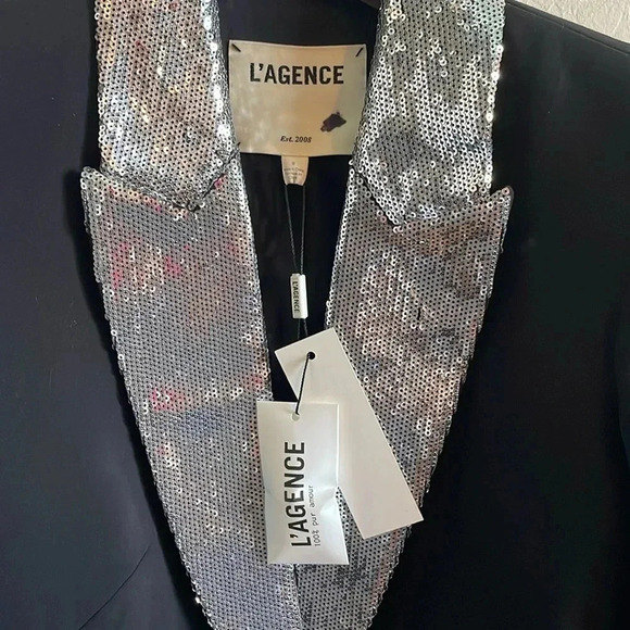 L’Agence Clementine Sequin Lapel Blazer 0 - Picture 3 of 5